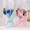 Knitted Flower Bouquet Hand-Woven Flower Cute Bear Bouquets For Mother'S Day Teacher' Day Birthday Graduation Gifts