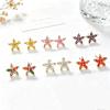 Gold Plated Zircon Flower Star Stud Earrings for Women Multicolor Rhinestones Earring Fashion Party Wedding Jewelry Popular New