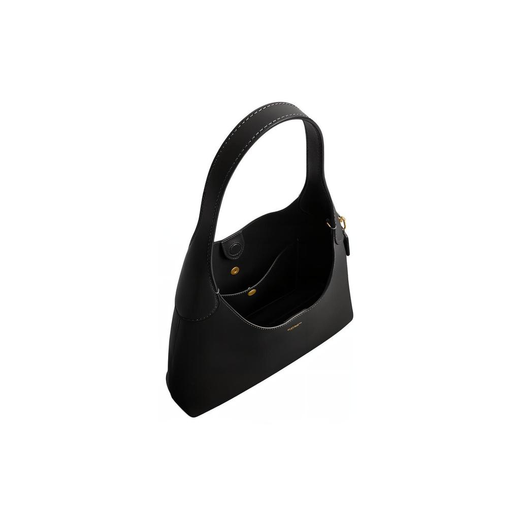 Coach Brooklyn 28 Logo Snap Closure Pebbled Leather Hobo Bag Women handbags Brass Black CU068-B4BK