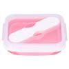 Silicone Insulation Box Portable Lunch Box with Integrated Fork Spoon for Office SchoolPink 600ML