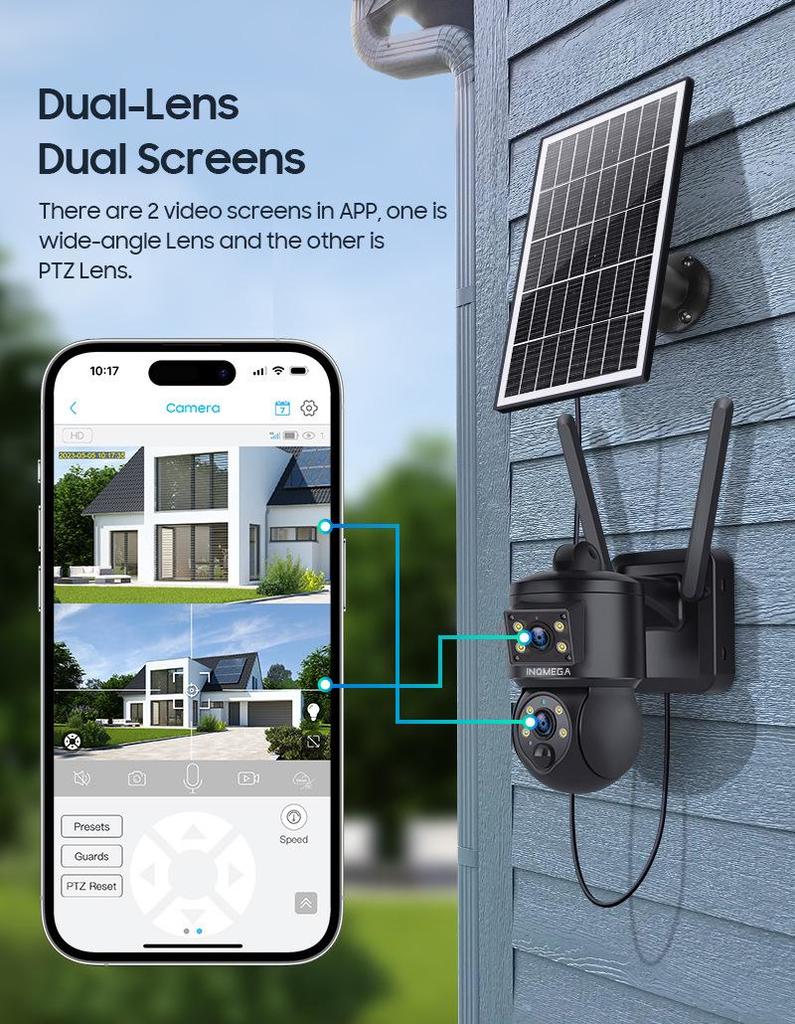 4G Solar-Powered 6MP HD Dual Lens Smart Camera with Full Color Monitoring & Remote Access