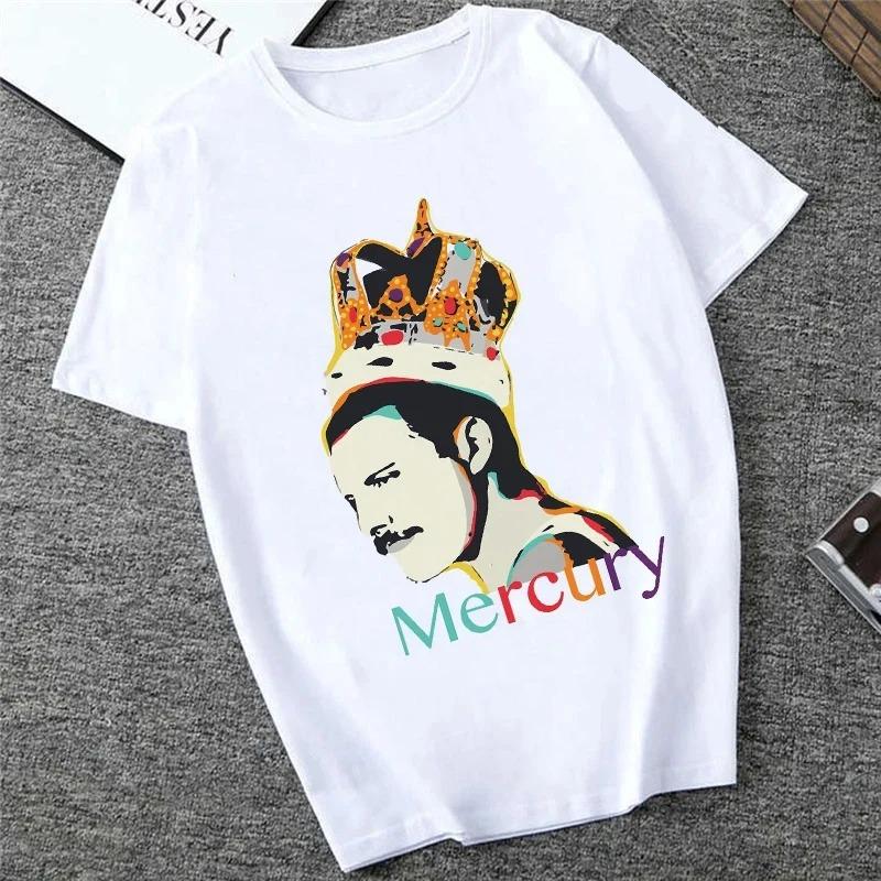 Freddie The Queen Tričko Bílé Módní Dámská Trička Harajuku Kawaii Oblečení Krátký Rukáv Letní Tričko Ležérní Dámský Top O-výstřih