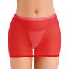Womens See Through Solid Color Low Rise Elastic Waistband Mini Skirt