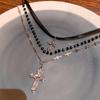 New Multi Layer Cross Bead Long Pendant Metal Cross Cross Pendant Vintage Design Sweet Cool Beaded Chain Women Gift