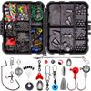 257PCS Fishing Lure Set Metal ABS Corrosion Resistance Anti Winding Fishing Hook Kit for Outdoor with Black Storage Box