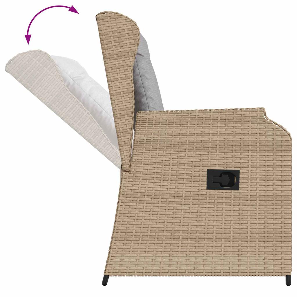 Garden Bench 2 pcs Beige Poly Rattan