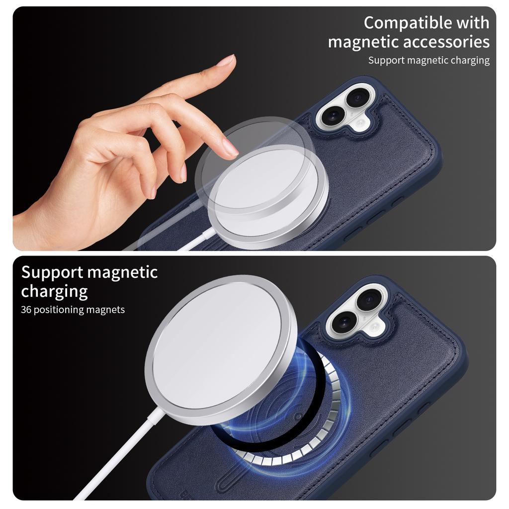 For iPhone 16 Plus Magnetic Case BETOPNICE RFID Blocking Leather Phone Back Cover with Detachable Card Bag