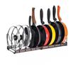 Adjustable Kitchen Storage Rack Organizer for Cookware, Cutting Boards, Pot Lids, and Telescopic Shelf.