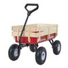 Ziehwagen für Kinder, 101 cm Kleinkind-Wagen mit Holzpaneelen & Griff, Belastbar bis 150 kg, Geländegängiger Nutzanhänger Geburtstaggeschenk für