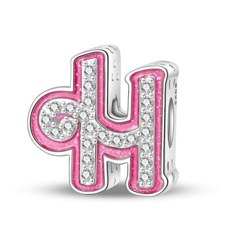 Copper 26 Alphabet Pink Princess Letters Charms Bead Fit Pandachoriginal Bracelet Diy Anniversary Birthday Jewelry Gift