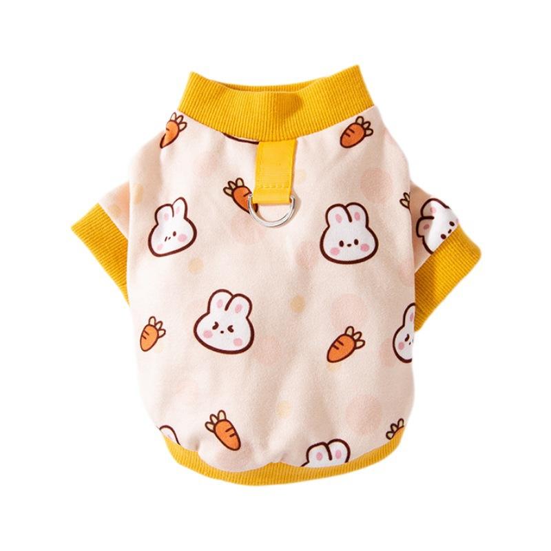 Autumn and Winter Dog Cartoon Cute Bunny German Velvet Home Clothes Medium and Small Dog Cat Bottoming Shirt Pet Clothes