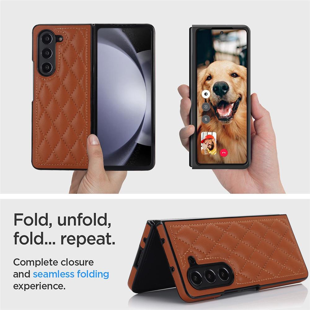 Fashion Rhombic Ultra-thin Leather Phone Case For Samsung Galaxy Z Fold 6 Fold 5 Fold 4 3 Shockproof Cover
