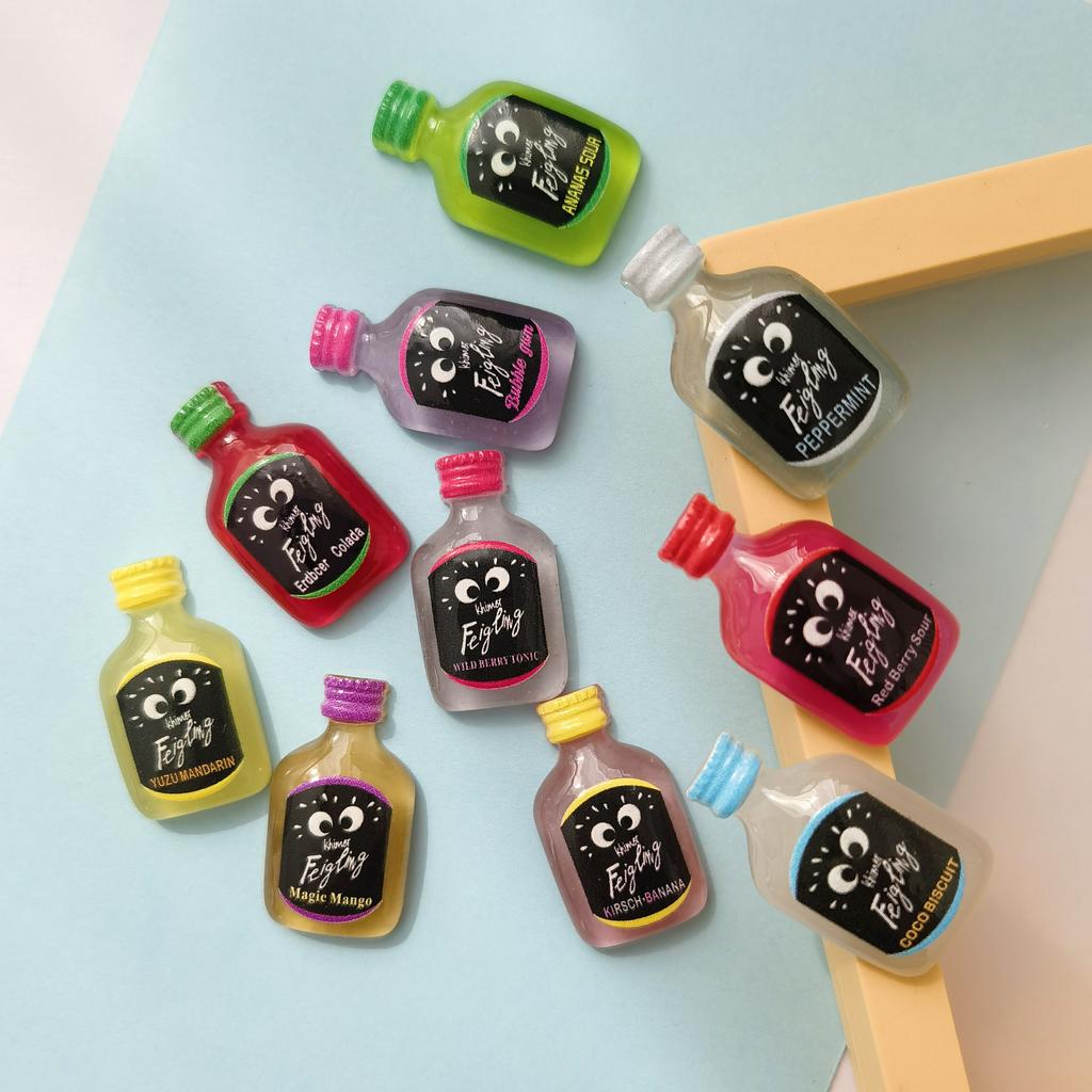 100PCS Simulated Water Bottle Resin Nail Charms 3D Colorful Beverage Bottle Nail Art Decorations for DIY Nails Slime Charms