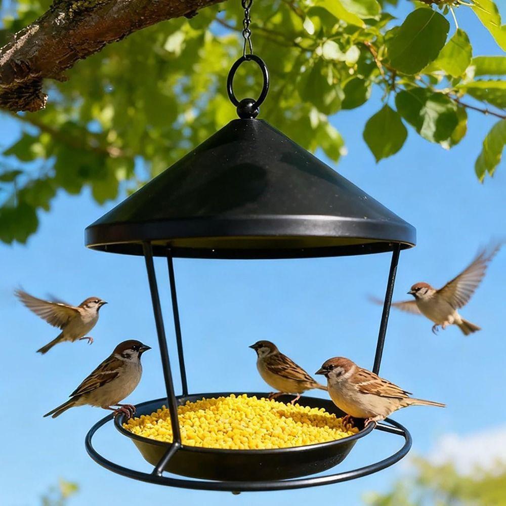 Rustproof Hanging Bird Feeder Spacious Holder Bird Water Bowl Bird Food Container  Patio