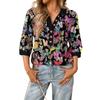 Damen modisches und lässiges Sommer V-Ausschnitt Patchwork Dreiviertelarm Blumenoberteil