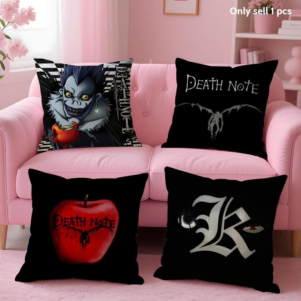 D-Death N-Note Cushion Cover Summer Coolness Linen Fabric Double-Sided Printing Pillow Case Sofa Home Decor Gift