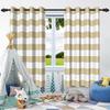 2pcs Simple Solid Color Transverse Striped Blackout Curtains for Bedroom Living Room Darkening Thermal Insulated Window Curtains