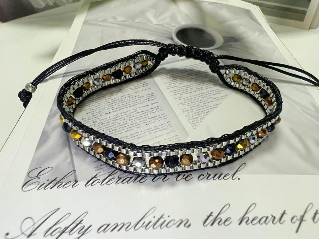 European & American Handmade Woven Crystal Retro Ethnic Friendship Bracelet for Women