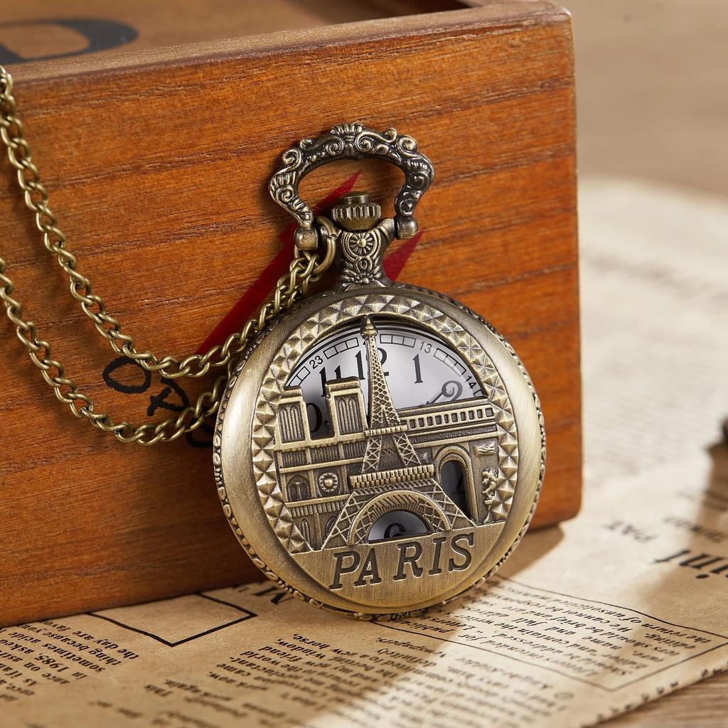 Popular Retro Antique Lightweight Chain Clock Carving Appearance Creative Gift Quartz Pocket Watch