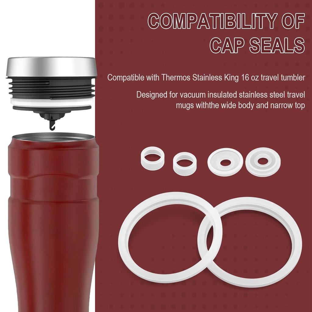 Replacement Gaskets Compatible with Thermos Stainless King 16 Ounce Travel Tumblers, Travel Tumbler Lid Replacement Fits Thermos Travel Mug, Silicone