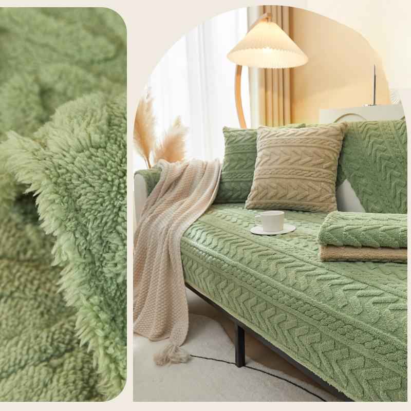 Sofakissen, Winter-Plüsch, rutschfeste Matte, katzenartig, bequem, Samt, einfarbig, schlicht, modern, Sofabezug