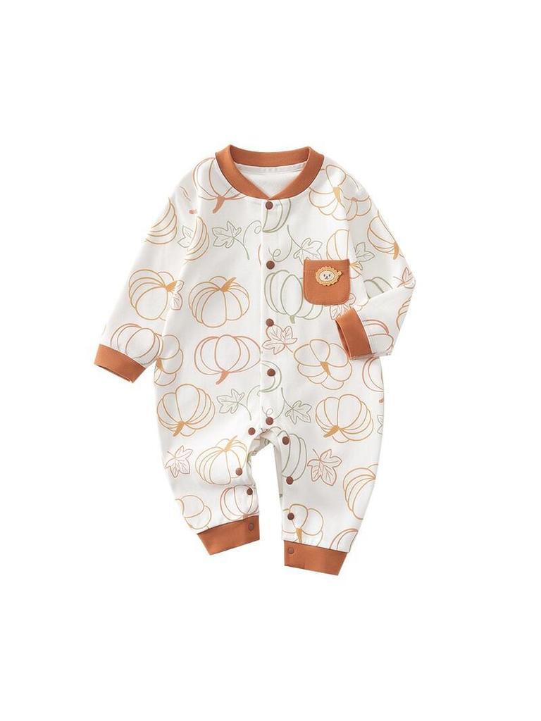 Autumn/Winter Pure Cotton Bodysuit for Babies - No-Bone Design for Indoors & Outdoors