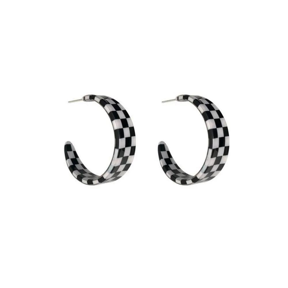 Orecchini Vintage Esagerati Cerchio Grande Bianco e Nero Cerchi in Acrilico per Donna Gioielli Accessori Moda Coreana Regalo