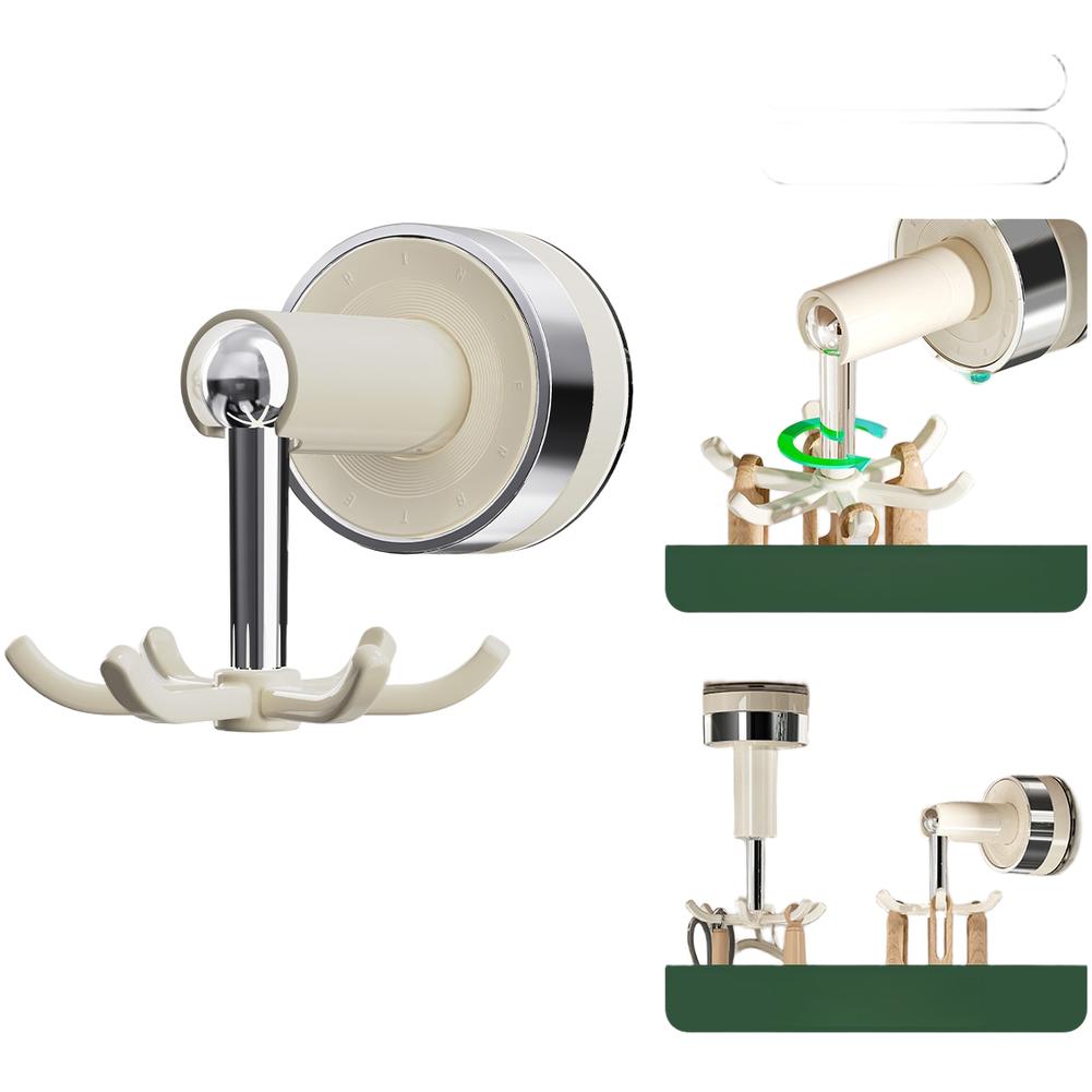 

6 Claw Suction Cup Mounted Rotating Hook Rack for Kitchen Utensil Storage Wall Mount No Wall Damage ABS PET ABS Made