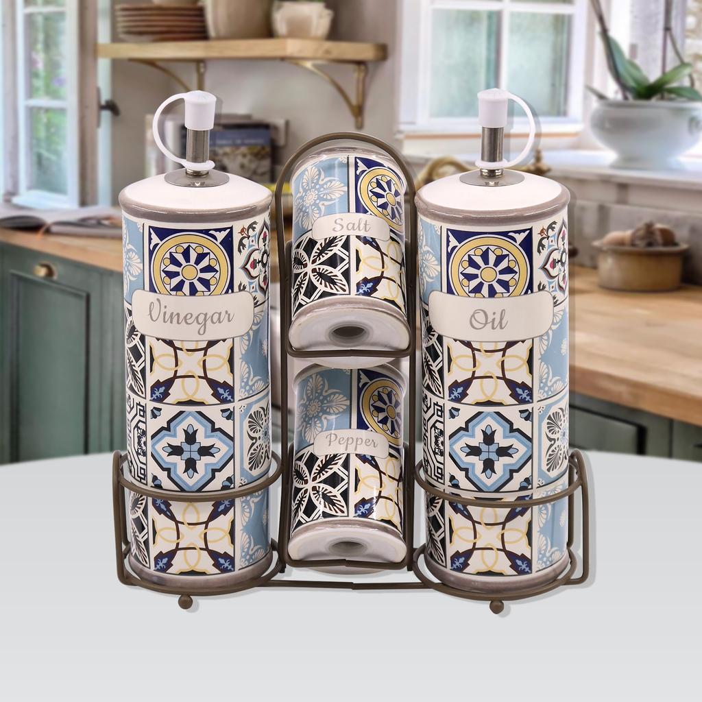 Ceramiczny Zestaw Do Przypraw 5-ele MAESTRO Holiday In Porto MR-20005-04S