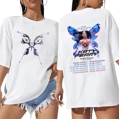 Verano Katy Perry The Lifetimes Tour Camiseta Estampada Hombre Mujer Estética Vintage Camisetas de Algodón de Alta Calidad Camiseta Urbana