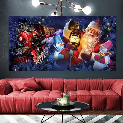 Fantasy Christmas Santa Claus Train Diamond Art 5D Diamond Painting Snowman Snow Mountain Full Drill Embroidery Mosaic Q414
