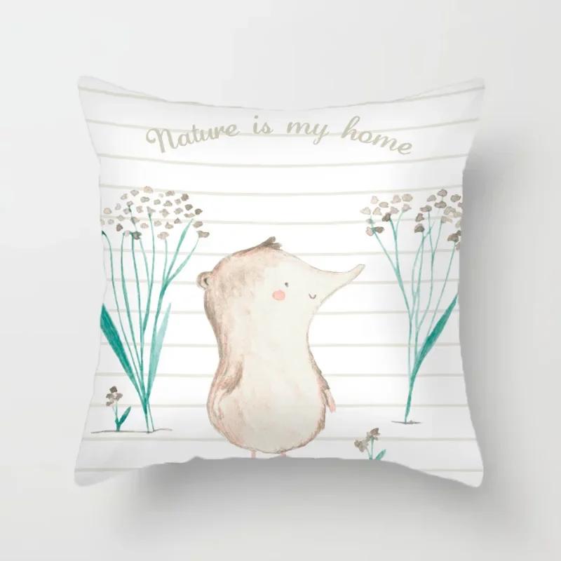 45X45Cm Animals Pillowcase Sea Turtlesingle Print Sofa Case Cute Bird Decorative Cushion Cover Children Bedroom Pillow Case