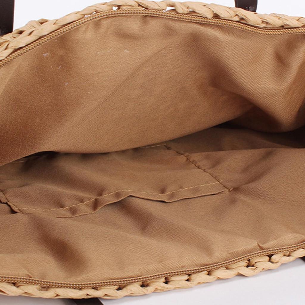 Women's Retro Handmade Large-Capacity Straw Woven Shoulder Beach Bag