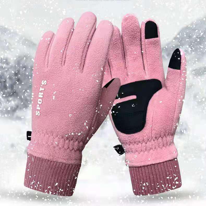 

Windproof Fleece Winter Gloves: Unisex Touchscreen, Thick Velvet Lining for Cycling and Outdoor Sports One Size
