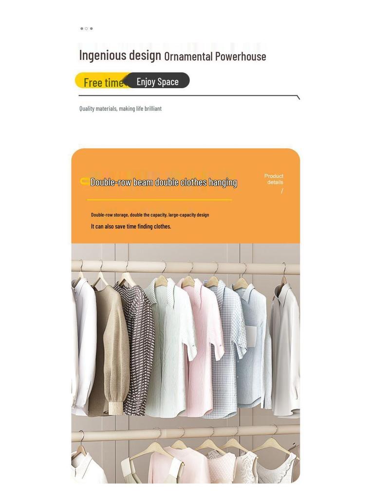Double Layer Floor Standing Clothes Rack for Bedroom and Balcony