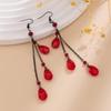 Crystal Tassel Drop Earrings - Halloween Blood Drop Design for Women