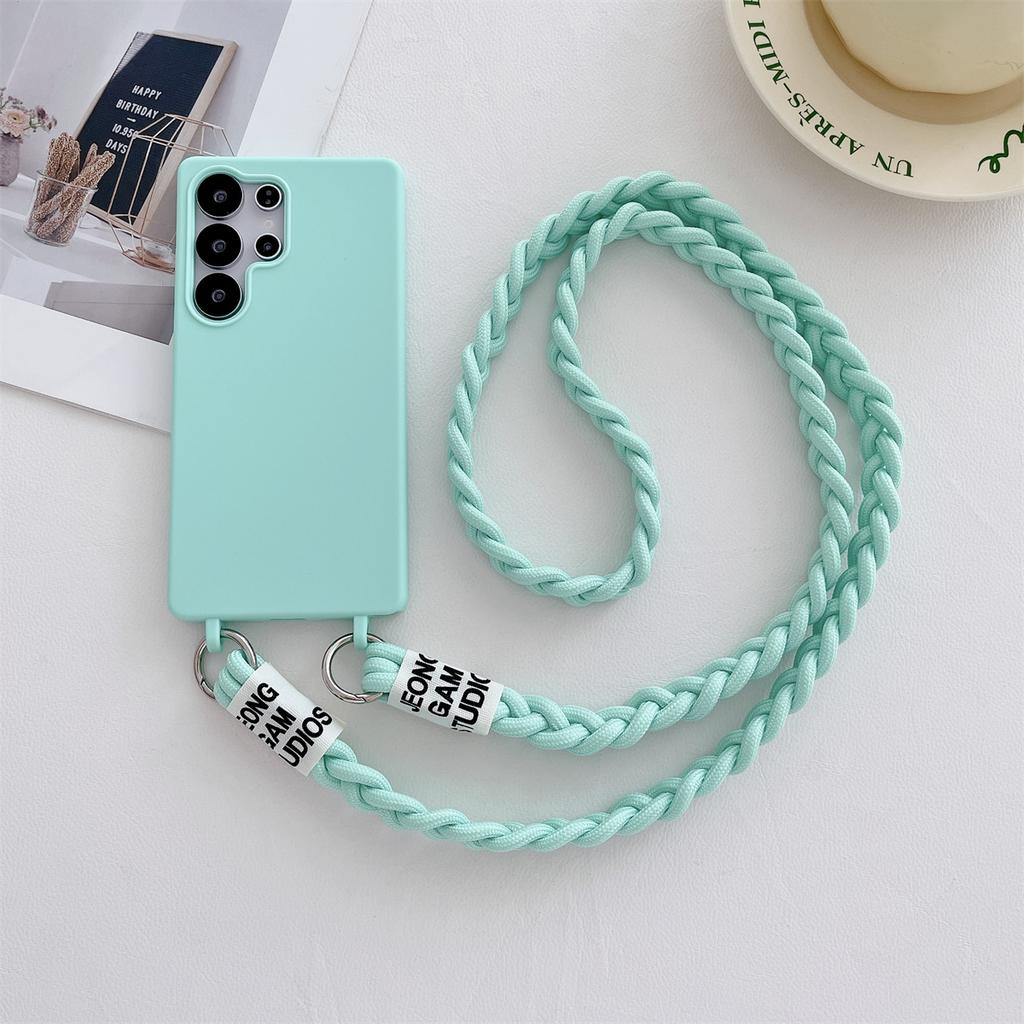 For Samsung Galaxy S25 Edge Soft Lanyard Phone Case S24 S23 FE S22 S21 Plus A56 A55 A36 A35 A16 A17 A07 Crossbody Silicone Cover