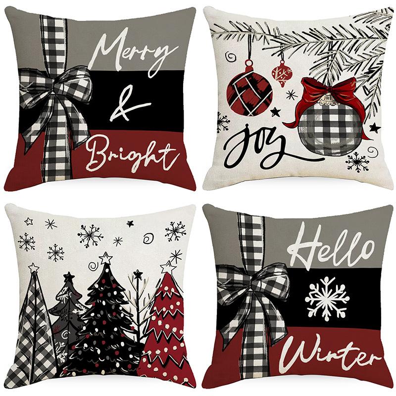 New Christmas Tree Gift Box Red Christmas Pillowcase Home Sofa Cushion Bedroom Pillow