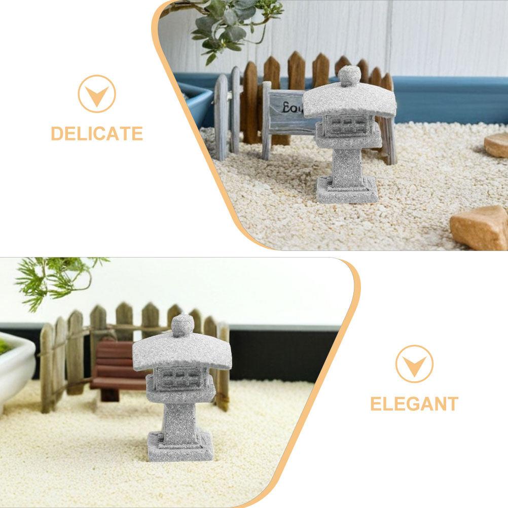 Japanese Pagoda Lantern Stone Sculpture Miniature Zen Garden Decor Aquarium Landscaping Ornament for Indoor Outdoor Garden