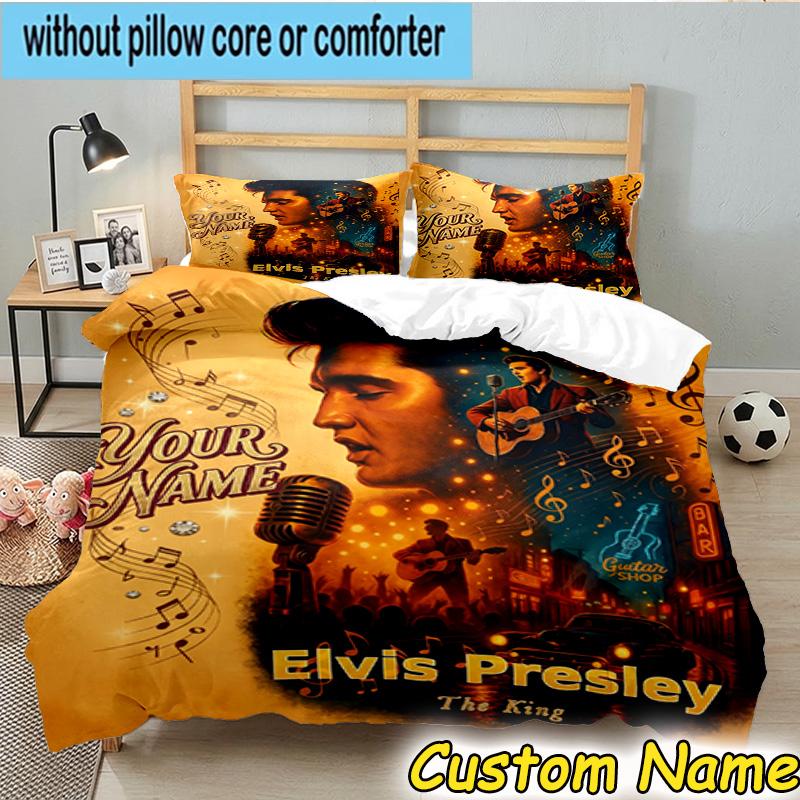 3pcs Custom Name Rock Star Performance Bedding Set Includes 1 Duvet Cover & 2 Pillowcases for All Seasons Dormitory Home Decor Christmas gifts