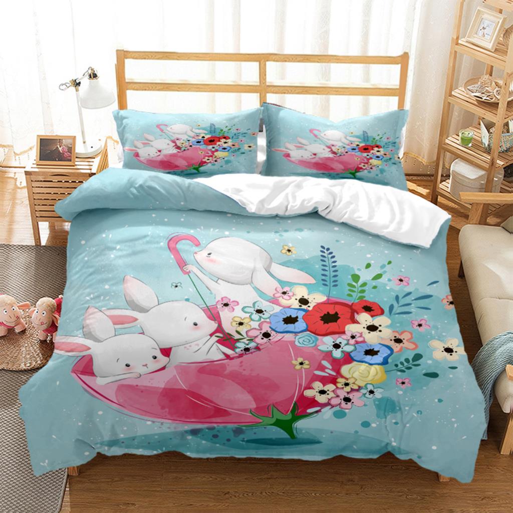 Bunny HD Bedding Set Teen King Bedding Set Children's Bed Down Duvet Cover Pillow Cover Bedding Set