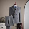 Men's High-End Double-Breasted Wedding Suit - Slim Fit, Professional Formal Wear, Versatile Fashion