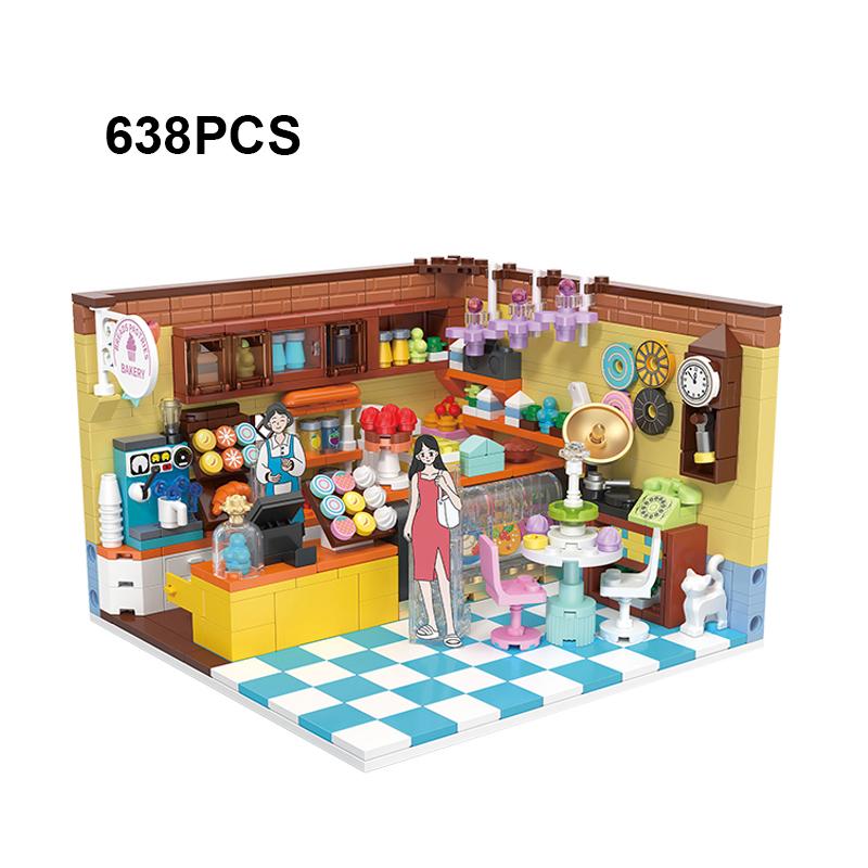 Stadtansicht Blumenladen Café Hamburg Restaurant Bausteine DIY Konstruktionssteine Spielzeug Geschenk für Kinder