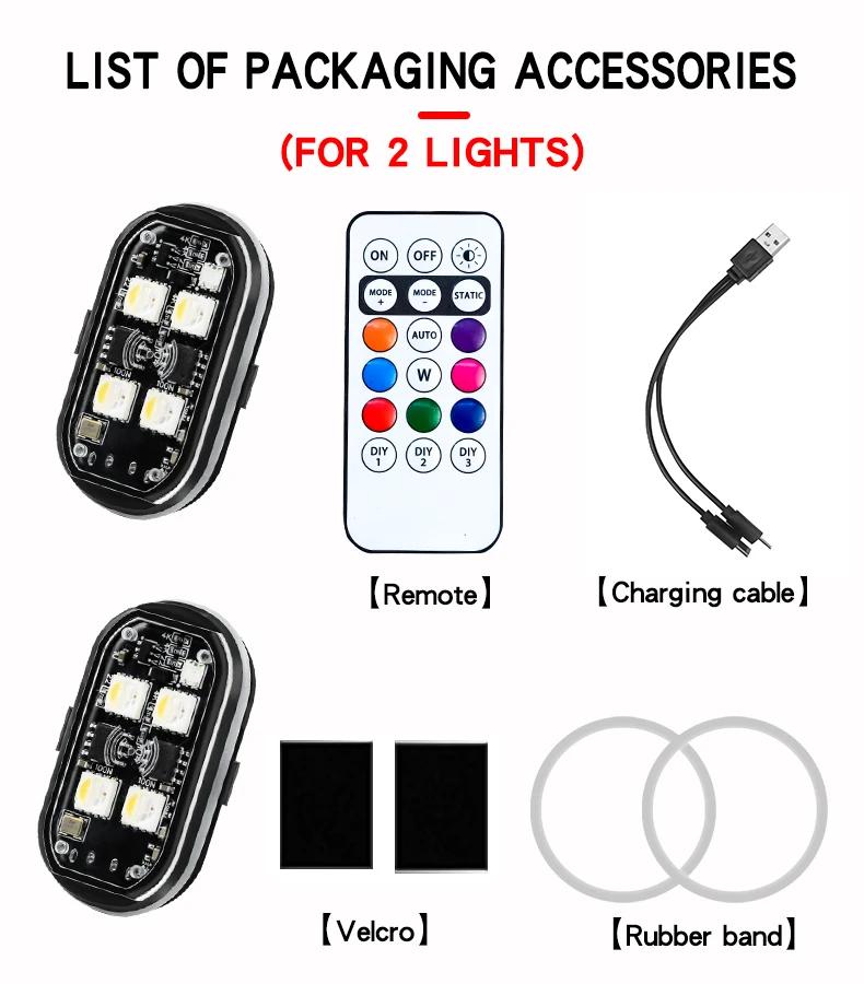 Wireless LED Strobe Lights With Remote Control 8 Colors Waterproof Anti-Collision Warning Light for Motorcycle Car Aircraft Bike