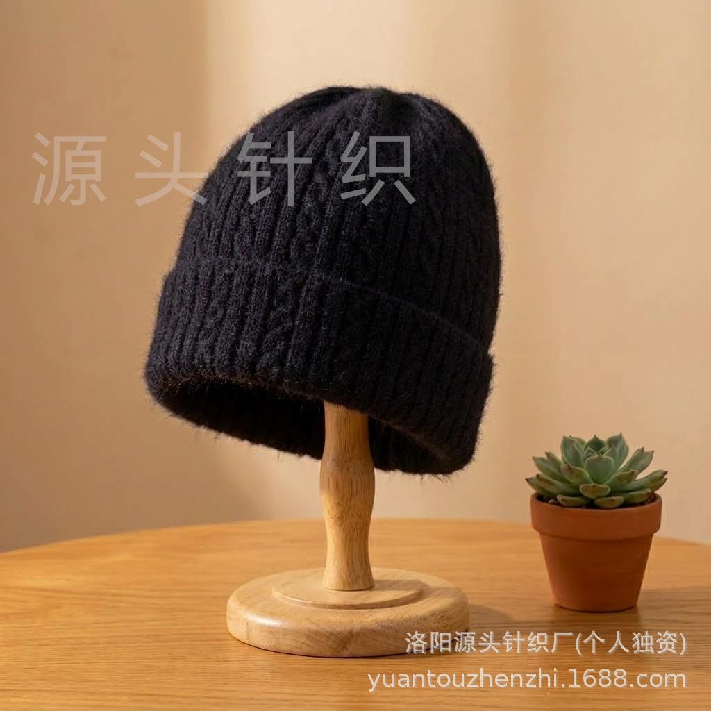 Autumn and winter new velvet thickened men's and women's warm windproof and cold wool knitted hat solid color cold hat