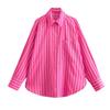 Kaslead Fashion Stripes Loose Long Sleeves Shirt