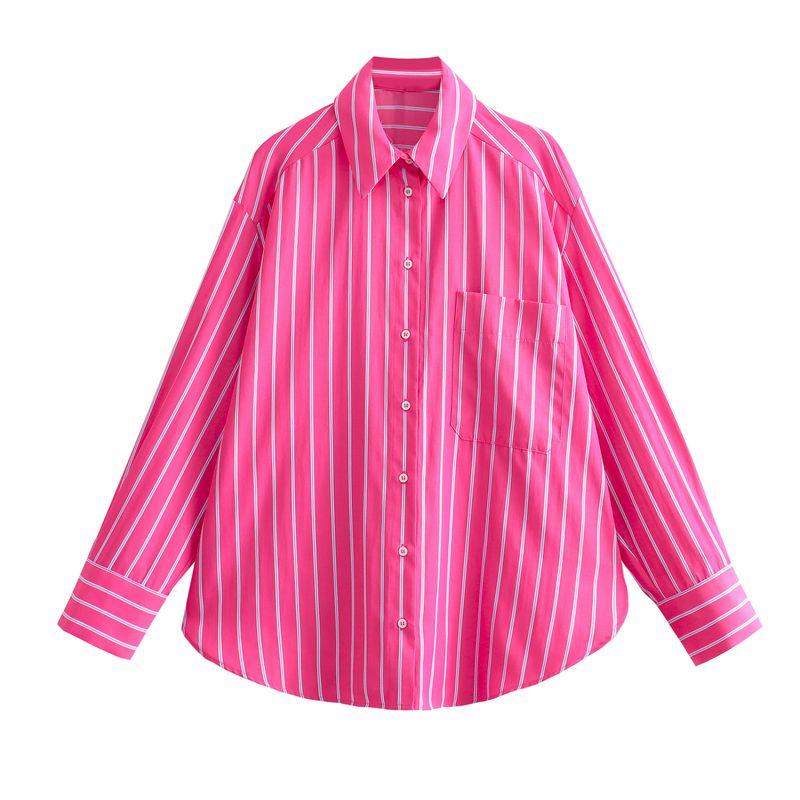 Kaslead Fashion Stripes Loose Long Sleeves Shirt