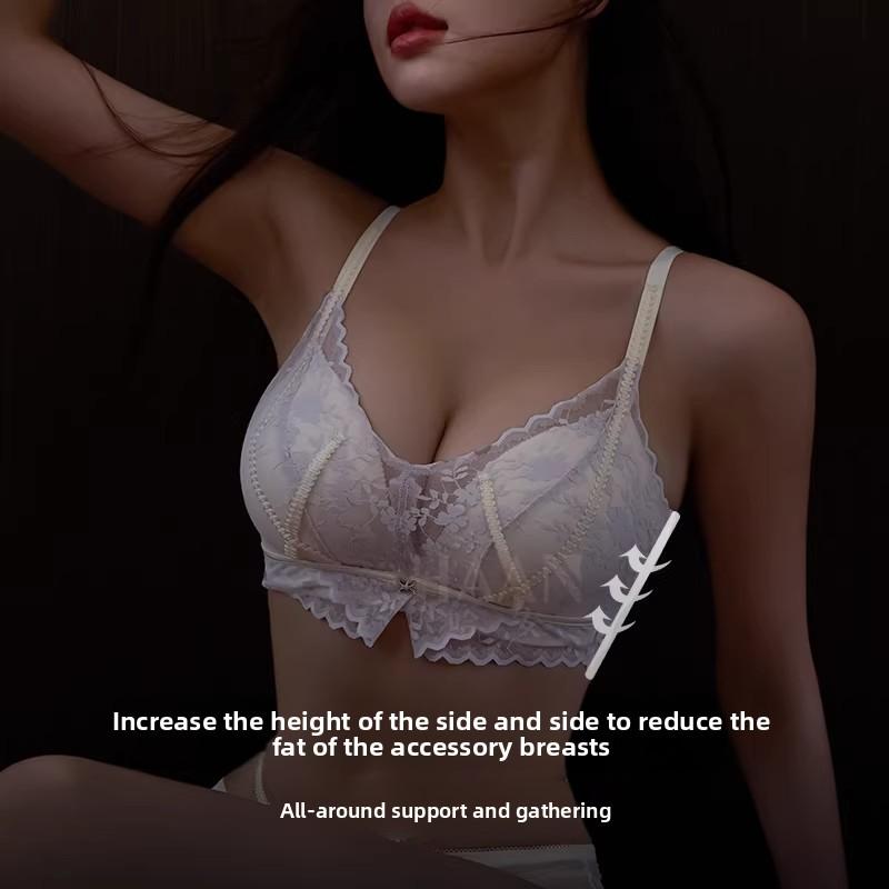 Female Summer Sexy Lace Small Bosom Gathers To Show Big Close Assistant Milk To Prevent Drooping Underwear