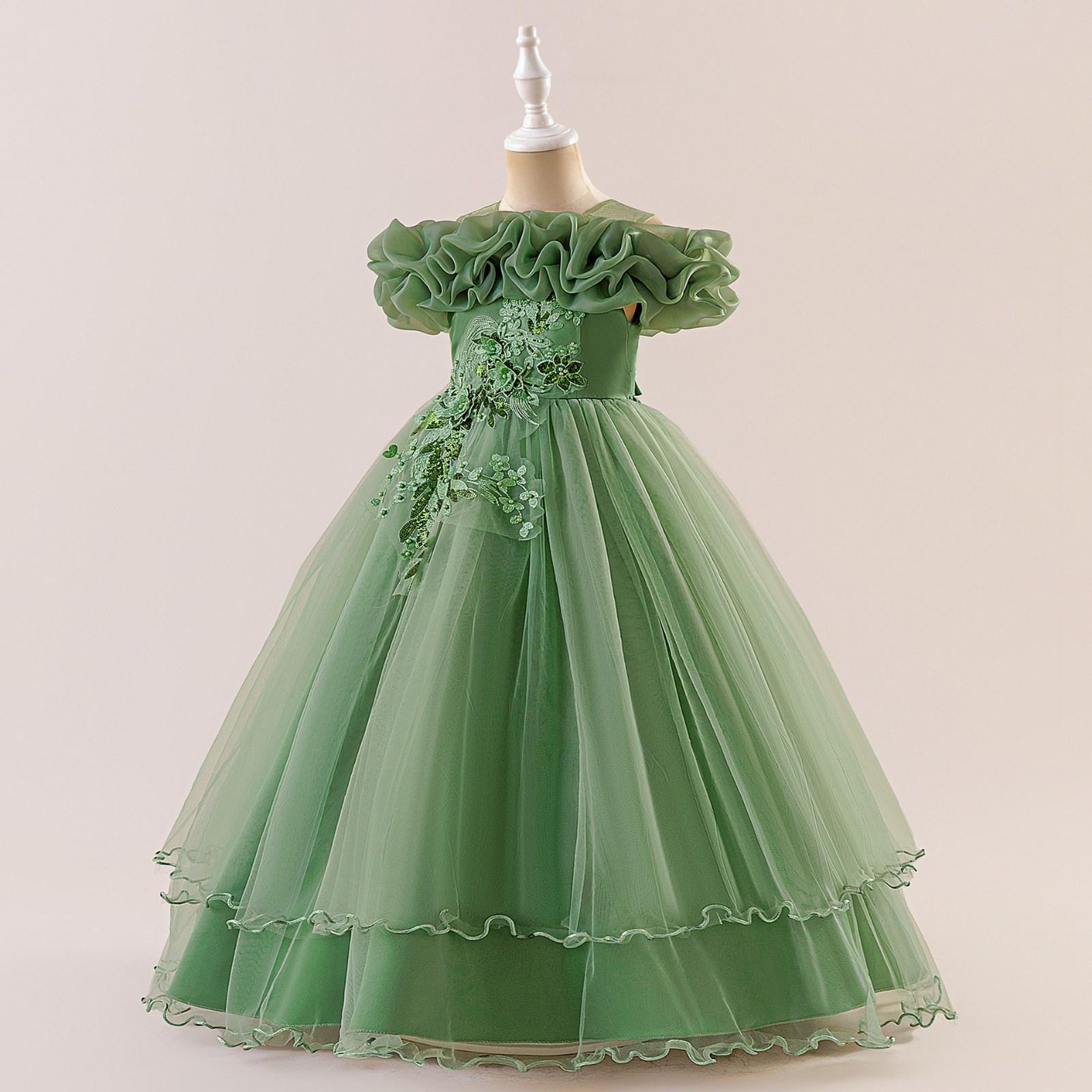 

Платье принцессы для девочек для выступления 150 светло-зеленый