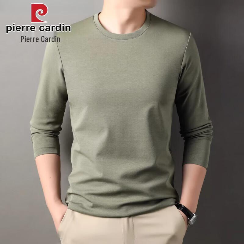 Pierre Cardin Men's Mulberry Silk Blend Long-Sleeve Round-Neck T-Shirt